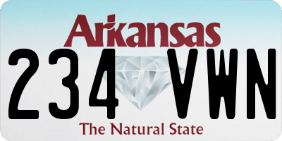 AR license plate 234VWN