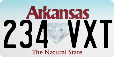 AR license plate 234VXT