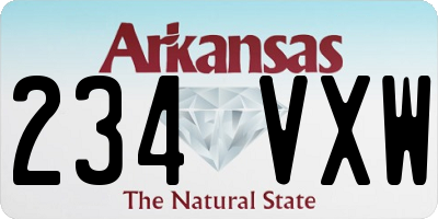 AR license plate 234VXW