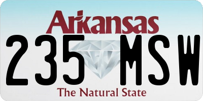 AR license plate 235MSW