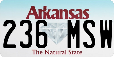 AR license plate 236MSW