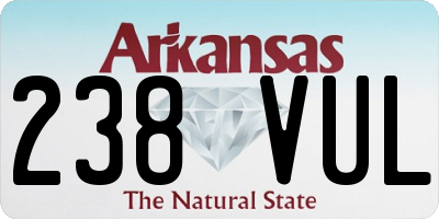 AR license plate 238VUL