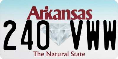AR license plate 240VWW