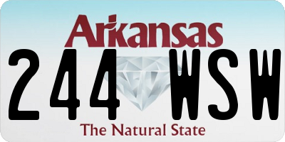 AR license plate 244WSW