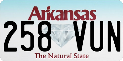 AR license plate 258VUN