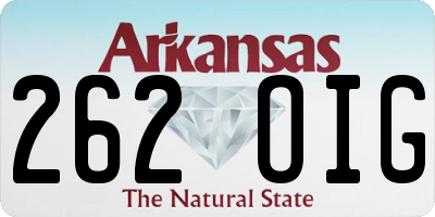 AR license plate 262OIG