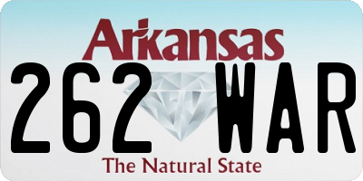 AR license plate 262WAR