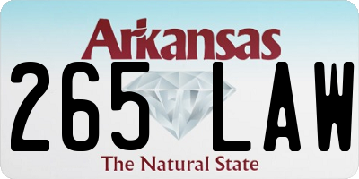 AR license plate 265LAW