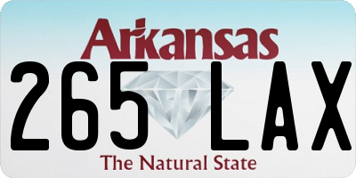 AR license plate 265LAX