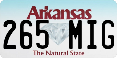 AR license plate 265MIG