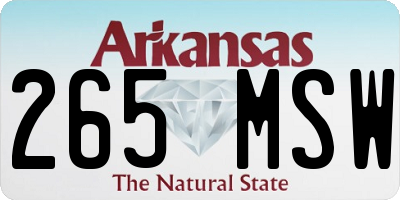 AR license plate 265MSW