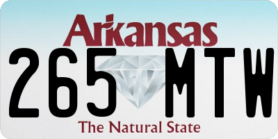 AR license plate 265MTW