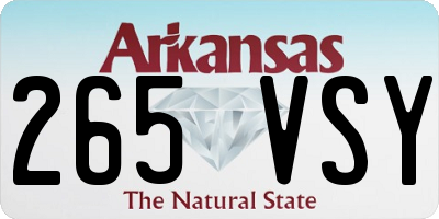 AR license plate 265VSY