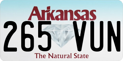 AR license plate 265VUN