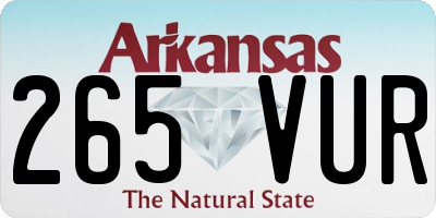 AR license plate 265VUR