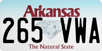 AR license plate 265VWA