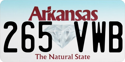 AR license plate 265VWB