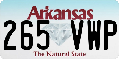 AR license plate 265VWP