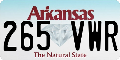AR license plate 265VWR