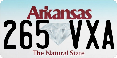 AR license plate 265VXA