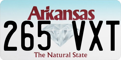 AR license plate 265VXT