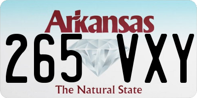 AR license plate 265VXY