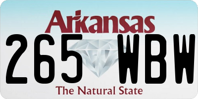 AR license plate 265WBW