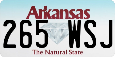 AR license plate 265WSJ