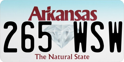 AR license plate 265WSW