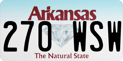 AR license plate 270WSW