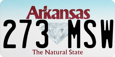 AR license plate 273MSW