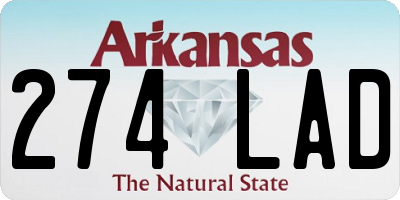 AR license plate 274LAD