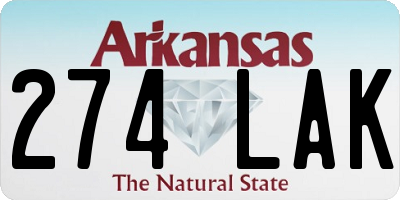 AR license plate 274LAK