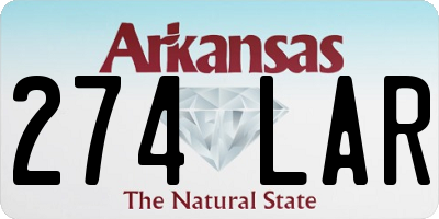 AR license plate 274LAR