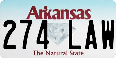AR license plate 274LAW