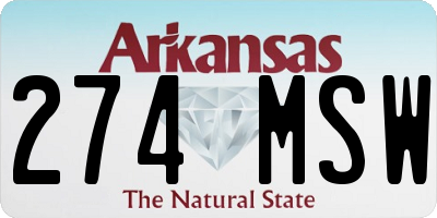 AR license plate 274MSW
