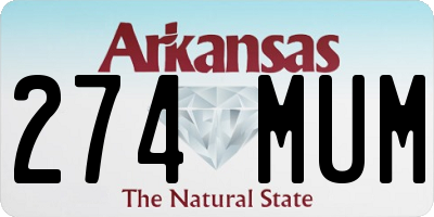 AR license plate 274MUM