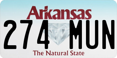 AR license plate 274MUN