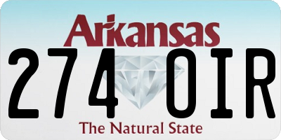 AR license plate 274OIR