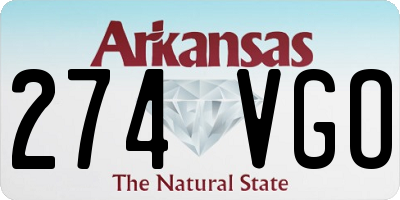 AR license plate 274VGO