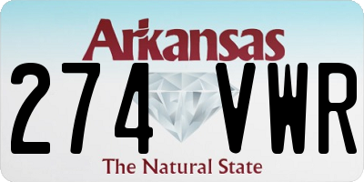 AR license plate 274VWR