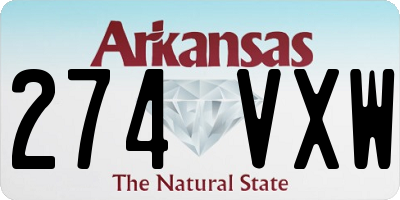 AR license plate 274VXW
