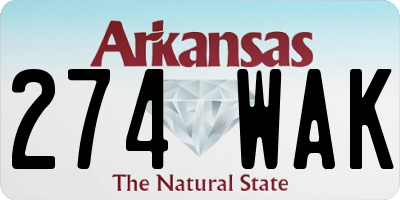 AR license plate 274WAK