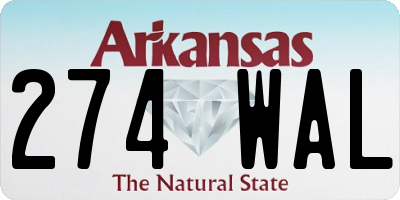 AR license plate 274WAL
