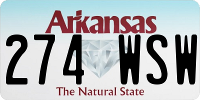 AR license plate 274WSW