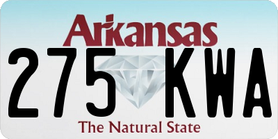 AR license plate 275KWA