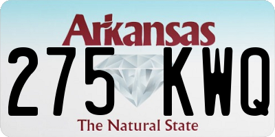 AR license plate 275KWQ