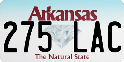 AR license plate 275LAC