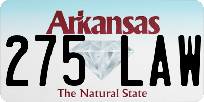 AR license plate 275LAW