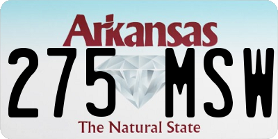 AR license plate 275MSW